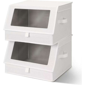 Kutija za pohranu s prednjim otvaranjem, slaganje, s prozornim prozorom, veliki garderobni organizator, 38×35×25 cm, 20–30 l, set od 12 komada