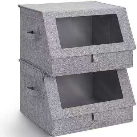 Kutija za pohranu s prednjim otvaranjem, slaganje, s prozornim prozorom, veliki garderobni organizator, 38×35×25 cm, 20–30 l, set od 12 komada