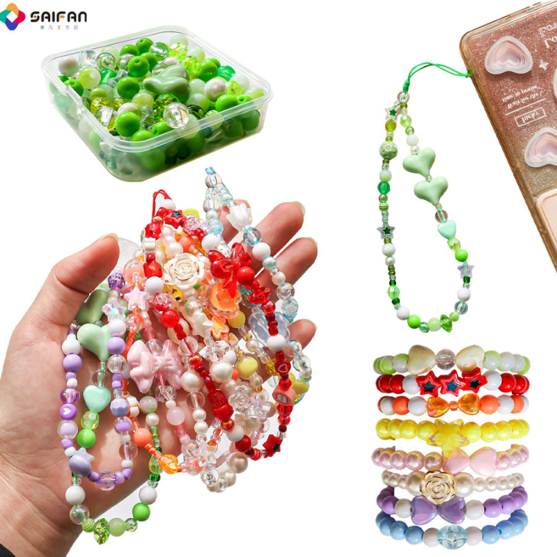 DIY set za perlice za narukvicu – miješani materijali perlica za nakit i perlice za lančić za telefon