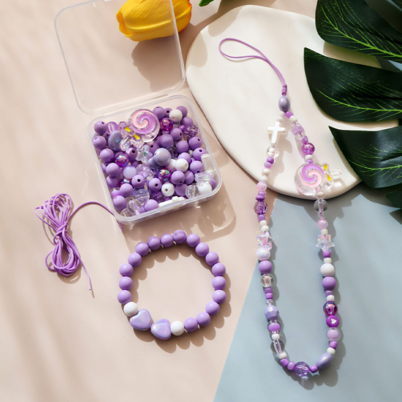 DIY set za perlice za narukvicu – miješani materijali perlica za nakit i perlice za lančić za telefon