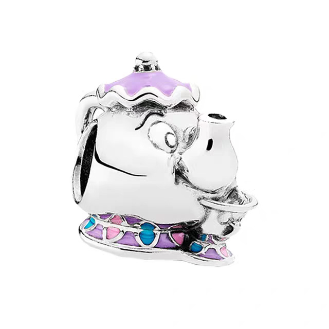 Perle Pandora za narukvicu, bijeli bakar s postim srebrnim premazom, privjesak srca, privjesak Mickey Mouse, labave perle za DIY nakit