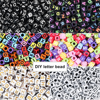 6 mm akrilne kvadratne perle s engleskim slovima za DIY nakit, materijali za pletenje narukvica