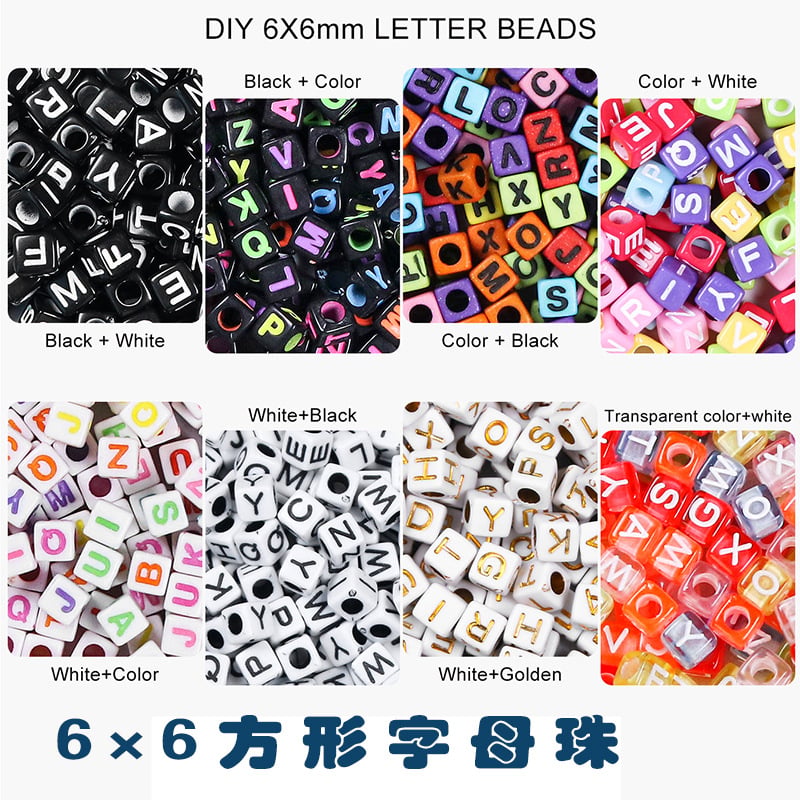 6 mm akrilne kvadratne perle s engleskim slovima za DIY nakit, materijali za pletenje narukvica