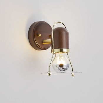 Japanskog stila retro zidna lampa od orahovog drveta, rotirajuća, antikni dizajn za spavaću sobu