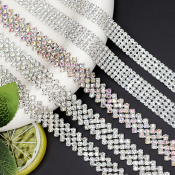 Petoredni nagnuti rhinestones lanac s ručno prišivenim spojnicama za ukrašavanje odjeće
