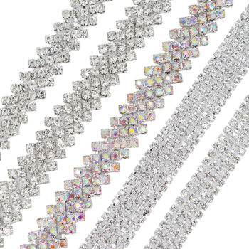 Petoredni nagnuti rhinestones lanac s ručno prišivenim spojnicama za ukrašavanje odjeće