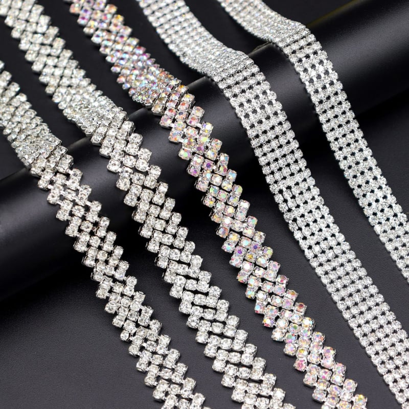 Petoredni nagnuti rhinestones lanac s ručno prišivenim spojnicama za ukrašavanje odjeće