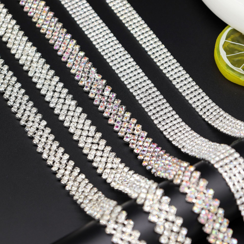 Petoredni nagnuti rhinestones lanac s ručno prišivenim spojnicama za ukrašavanje odjeće