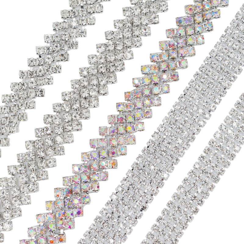 Petoredni nagnuti rhinestones lanac s ručno prišivenim spojnicama za ukrašavanje odjeće