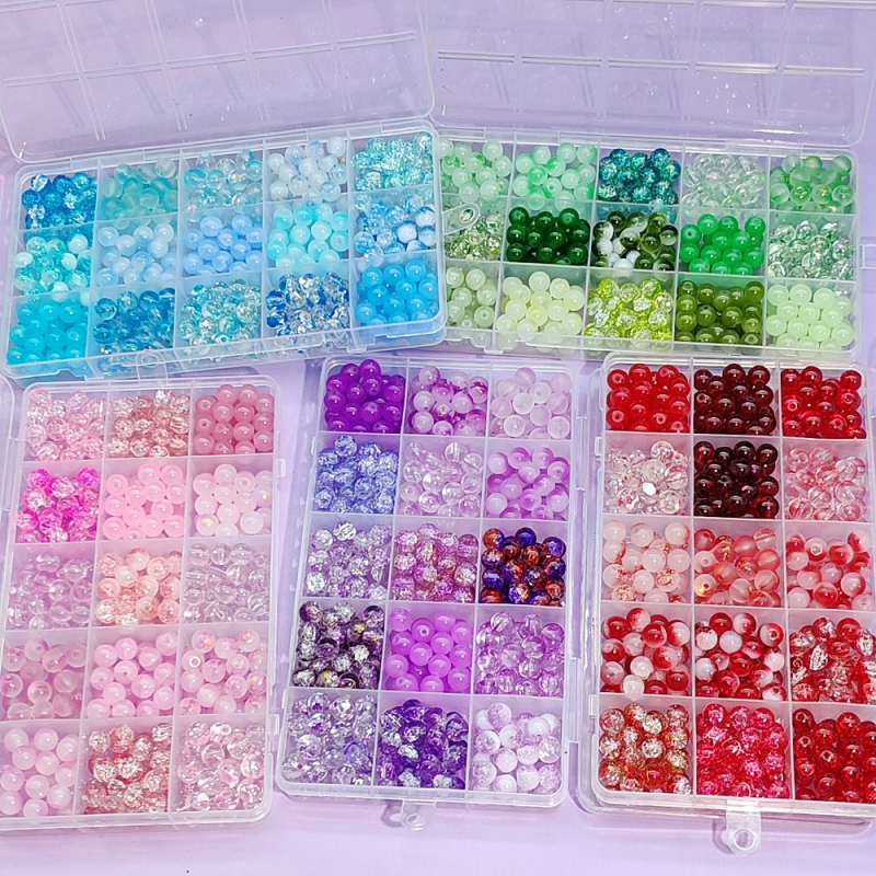 8 mm staklene perle, set kutija s 15 odjeljaka, gradijentne boje, za DIY nakit: narukvice i ogrlice