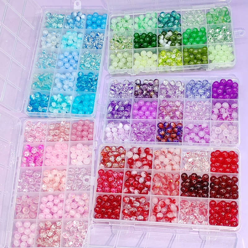 8 mm staklene perle, set kutija s 15 odjeljaka, gradijentne boje, za DIY nakit: narukvice i ogrlice