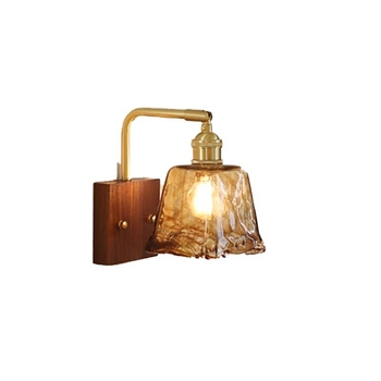 Stenska lampa od čitavog bakra sa staklenim abažurom za dnevni boravak, hodnik i spavaću sobu – francuski retro stil ambijentalnog osvjetljenja