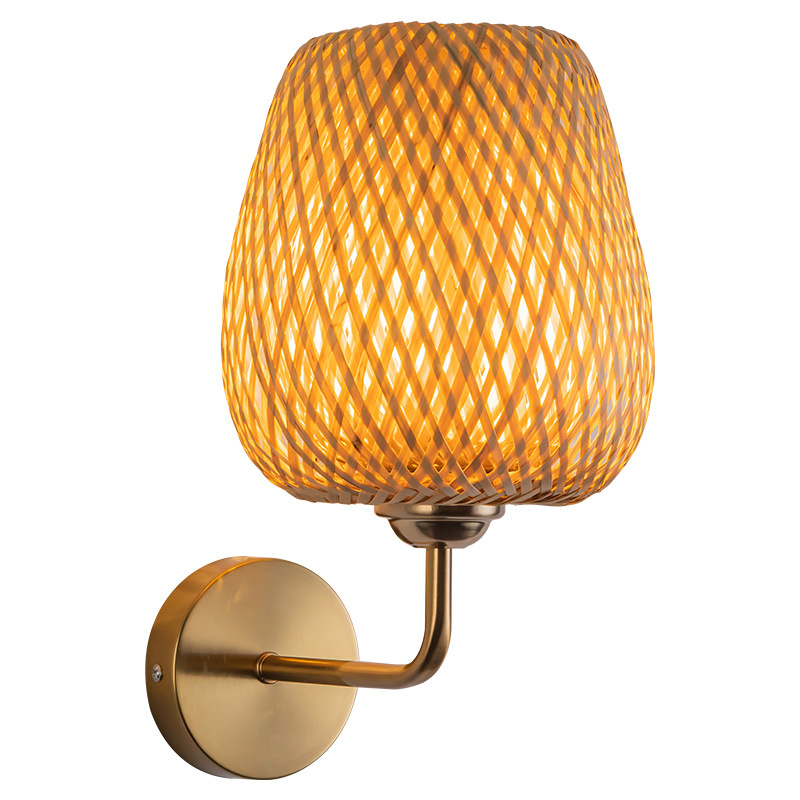Nova zidna lampa u novokineskom stilu s pletenim abažurom, za hodnik, spavaću sobu i uz krevet – Zen retro dizajn
