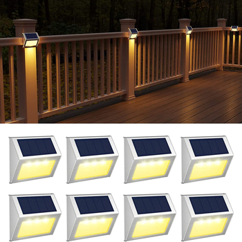 Solarne LED stepenice od nehrđajućeg čelika, 3 LED, za vrt i zid i ogradu, vanjska rasvjeta