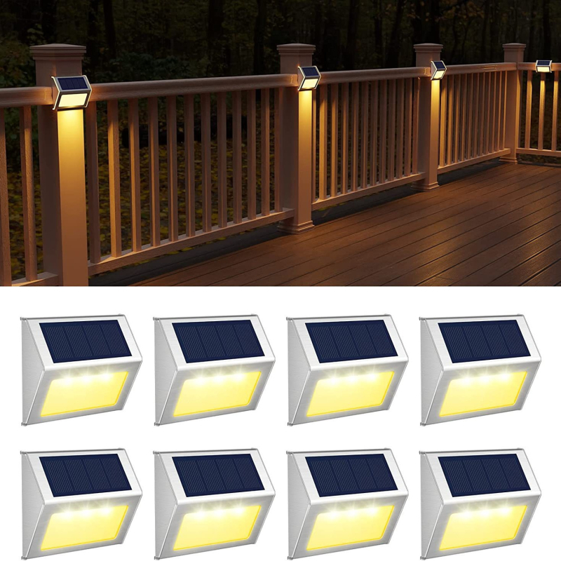 Solarne LED stepenice od nehrđajućeg čelika, 3 LED, za vrt i zid i ogradu, vanjska rasvjeta