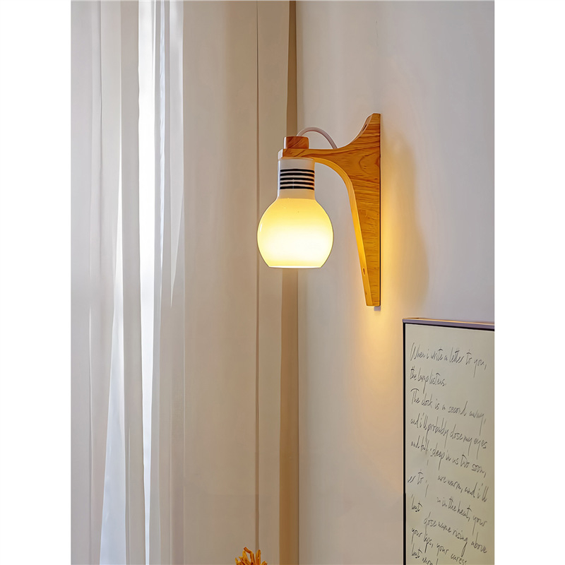 Zidna lampa s vintage drvenim finišem, kineskog stila; pogodna za hodnik, ogledalo, spavaću sobu i radnu sobu.