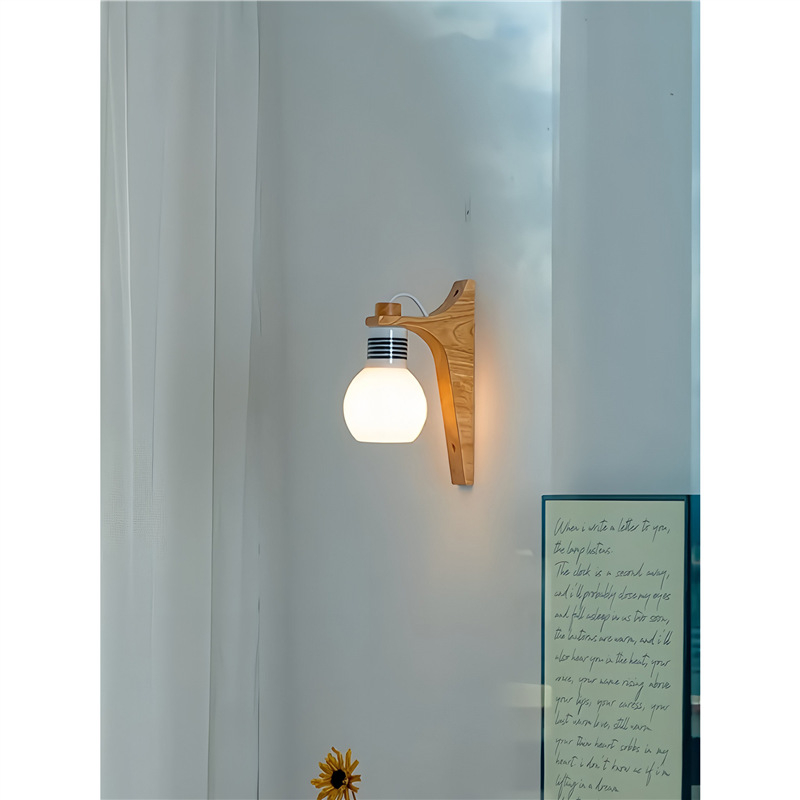 Zidna lampa s vintage drvenim finišem, kineskog stila; pogodna za hodnik, ogledalo, spavaću sobu i radnu sobu.