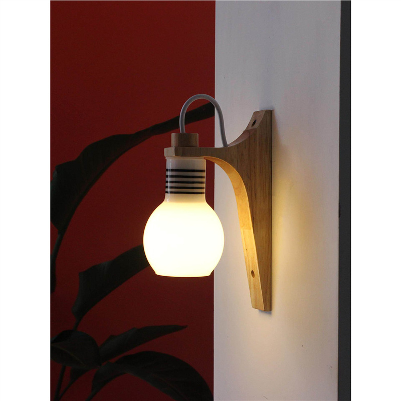 Zidna lampa s vintage drvenim finišem, kineskog stila; pogodna za hodnik, ogledalo, spavaću sobu i radnu sobu.