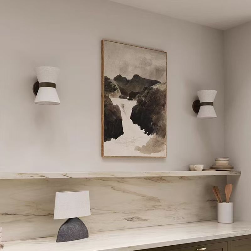 Zidna lampa u stilu Wabi-Sabi s platnenim abažurom, dizajnerska minimalistička LED svjetiljka za dnevni boravak, spavaću sobu i hodnik