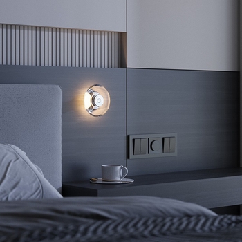 Talijanska minimalistička umjetnička lampa, okrugla kristalna zidna lampa za spavaću sobu, Bauhaus stil, moderna rasvjeta hodnika i ogledala