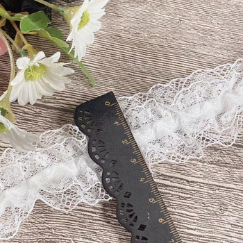 Elastična plisirana čipkasta traka širine 4 cm, bijela i crna, za DIY odjeću — rub za ovratnik, rukave i ukras struka