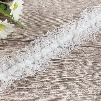 Elastična plisirana čipkasta traka širine 4 cm, bijela i crna, za DIY odjeću — rub za ovratnik, rukave i ukras struka