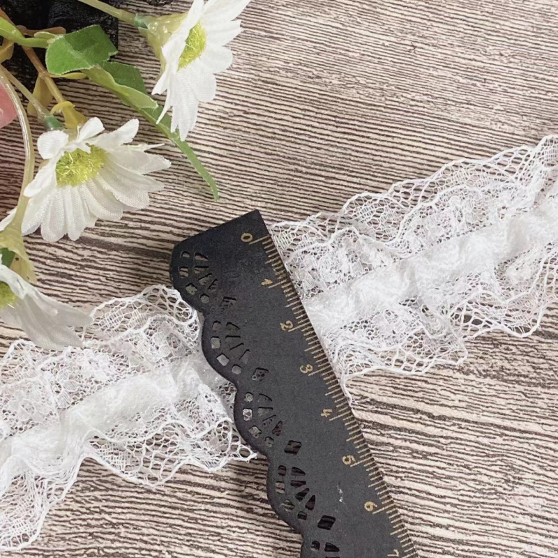 Elastična plisirana čipkasta traka širine 4 cm, bijela i crna, za DIY odjeću — rub za ovratnik, rukave i ukras struka