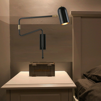 Skandinavska zidna lampa za spavaću sobu s podesivim ramenom i teleskopskim dugim nastavkom – lampa za čitanje