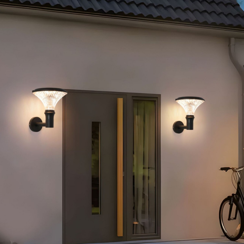 Solarna zidna svjetiljka za vrt – moderni minimalistički dizajn, aluminijsko kućište, IP65 vodootpornost