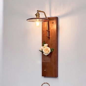Zidna lampa u stilu Wabi-Sabi od masivnog drveta, retro dizajn, za dnevni boravak, spavaću sobu, hodnik.