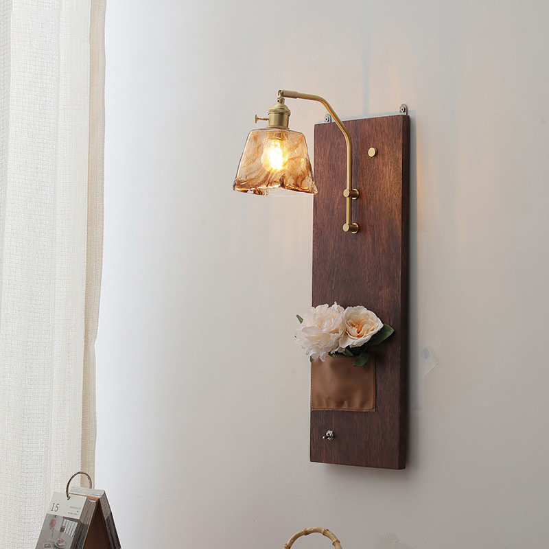 Zidna lampa u stilu Wabi-Sabi od masivnog drveta, retro dizajn, za dnevni boravak, spavaću sobu, hodnik.