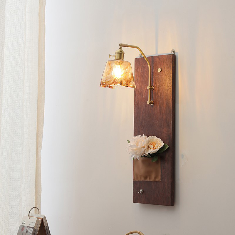Zidna lampa u stilu Wabi-Sabi od masivnog drveta, retro dizajn, za dnevni boravak, spavaću sobu, hodnik.