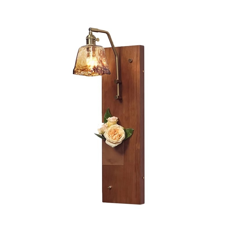 Zidna lampa u stilu Wabi-Sabi od masivnog drveta, retro dizajn, za dnevni boravak, spavaću sobu, hodnik.
