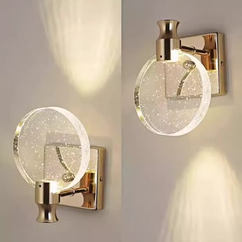 Noćna zidna lampa za spavaću sobu, kristal s mjehurićima, luksuzan dizajn, kreativni minimalistički zidni komad za dnevni boravak s pozadinom televizora, moderna hodnika zidna svjetiljka