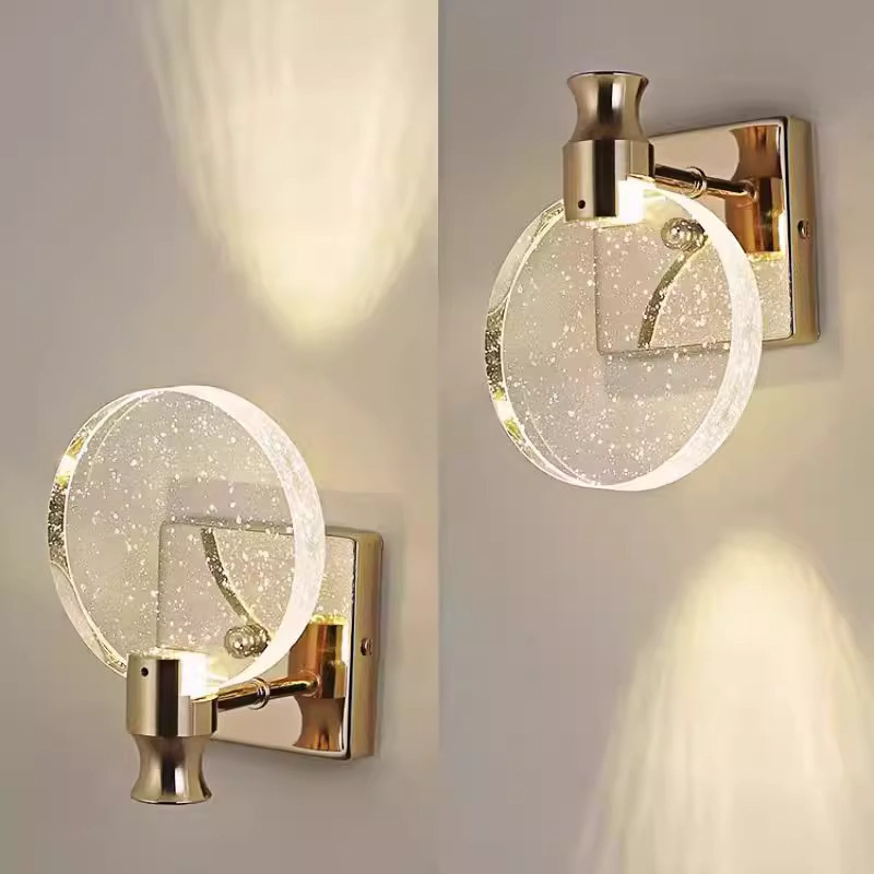 Noćna zidna lampa za spavaću sobu, kristal s mjehurićima, luksuzan dizajn, kreativni minimalistički zidni komad za dnevni boravak s pozadinom televizora, moderna hodnika zidna svjetiljka