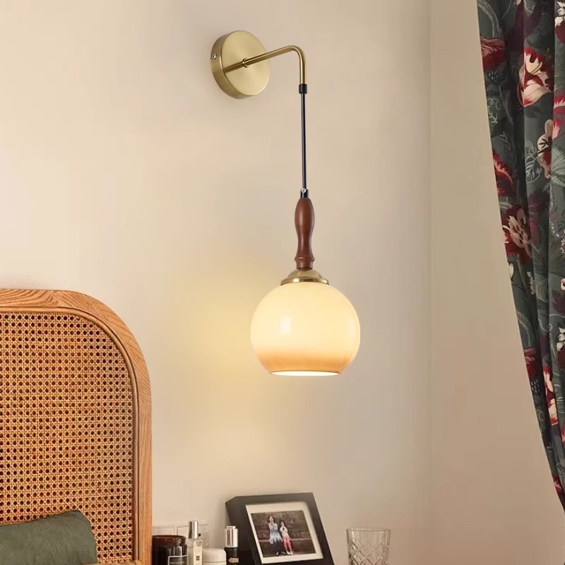 Krem boja, antik stil, mala noćna svjetiljka; zidna svjetiljka za ulaz u japanskom stilu; vintage viseći luster za glavnu spavaću sobu s vertikalnim montiranjem