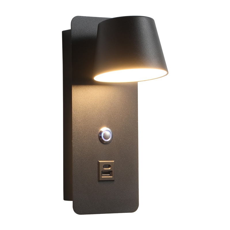 Punjiva zidna lampa uz kreveta, nordijskog stila, LED, rotirajuća i prilagodljiva, ambijentalno osvjetljenje spavaće sobe.