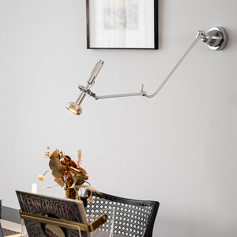 Prilagodljiva zidna lampa u industrijskom stilu s retro dizajnom, za kabinet/hodnik/spavaću sobu; kućište od nehrđajućeg čelika, aluminijsko sjenilo, LED