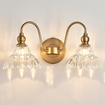 Retro stenska lampa od kristalnog stakla, s dvostrukom ili trostrukom glavom, LED, za kupaonicu, spavaću sobu i hodnik