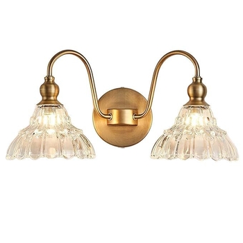 Retro stenska lampa od kristalnog stakla, s dvostrukom ili trostrukom glavom, LED, za kupaonicu, spavaću sobu i hodnik