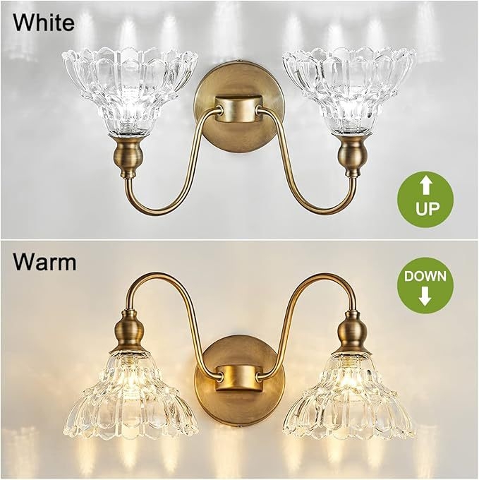Retro stenska lampa od kristalnog stakla, s dvostrukom ili trostrukom glavom, LED, za kupaonicu, spavaću sobu i hodnik