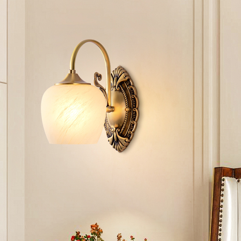 Bakreno cijeli zidni svjetiljka u američkom retro stilu s kristalnim abažurom, za spavaću sobu, noćnu lampu, za stepenice i hodnik, francuski stil luksuza za dnevni boravak