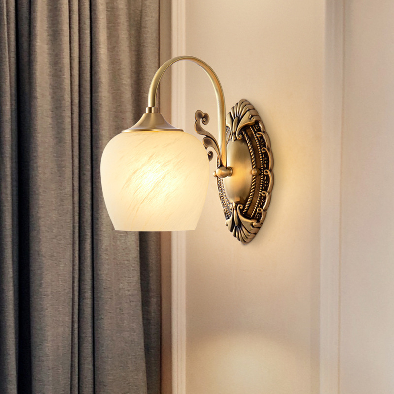 Bakreno cijeli zidni svjetiljka u američkom retro stilu s kristalnim abažurom, za spavaću sobu, noćnu lampu, za stepenice i hodnik, francuski stil luksuza za dnevni boravak