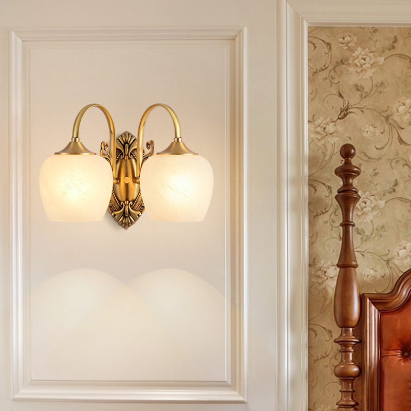 Bakreno cijeli zidni svjetiljka u američkom retro stilu s kristalnim abažurom, za spavaću sobu, noćnu lampu, za stepenice i hodnik, francuski stil luksuza za dnevni boravak