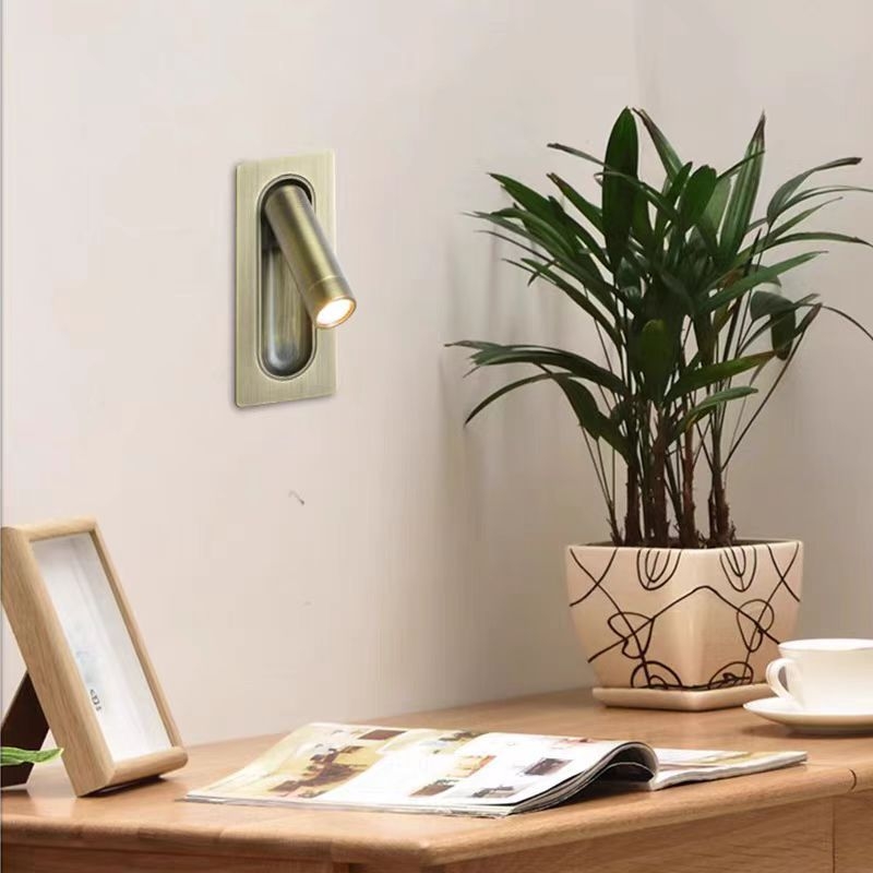 Ugrađena LED zidna svjetiljka, aluminij, moderno minimalistički stil, okretna glava za čitanje uz krevet, dekorativna