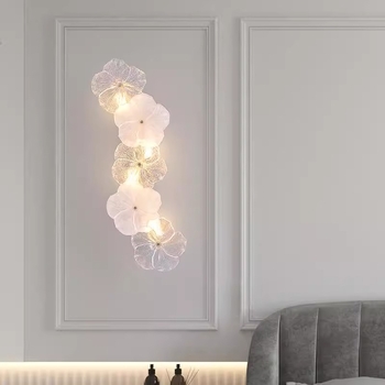 Zidna lampa u francuskom stilu luksuza s dizajnom od stakla u obliku cvijeta – za dnevni boravak, moderni minimalistički dizajn, zidna montaža