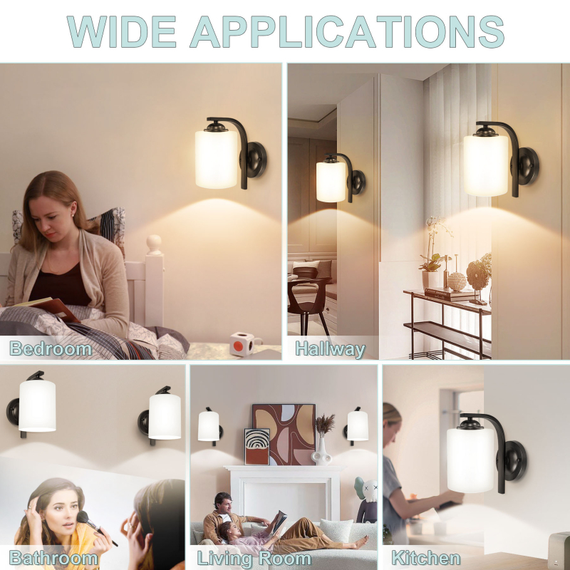 Moderna minimalistička zidna lampa za spavaću sobu sa staklenim abažurom, LED rasvjeta, pogodna za dnevni boravak, hodnik i stubište, američki stil