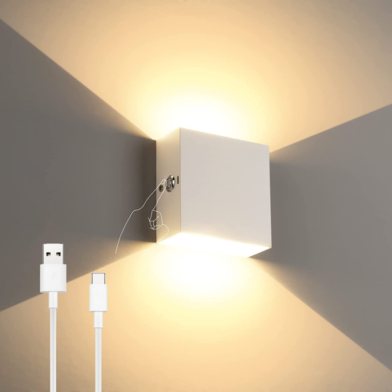 LED zidna svjetiljka s USB punjenjem, dodirno prigušivanje, svjetlo gore-dolje