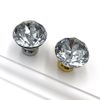 Crystal Diamond ručka za ladice i vrata ormarića, cinkova legura, jednostruka montaža, stakleni kristalni detalji, moderni minimalistički stil