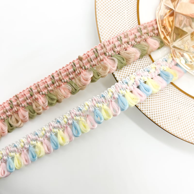 2 cm široka višebojna resasta čipkasta traka za DIY rub haljine